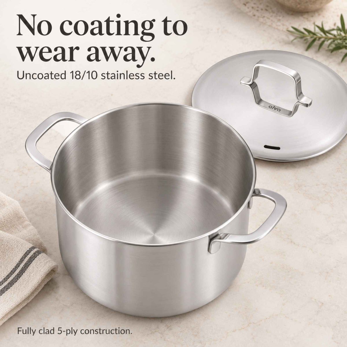5-Ply Stainless Steel Stock Pot with Lid, 7-Qt