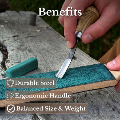 Bent Carving Gouge with Palm Handle, 12 mm / 0.47 in