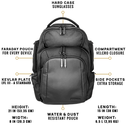 Dual Protection Ballistic Backpack with 4 Faraday Pockets