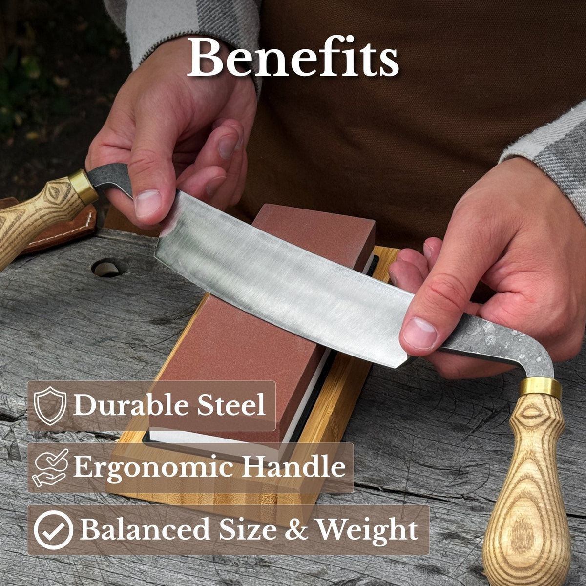 Curved Draw Knife (Push/Pull Shave), 14.5 cm (5.7 inch) Cutting Edge