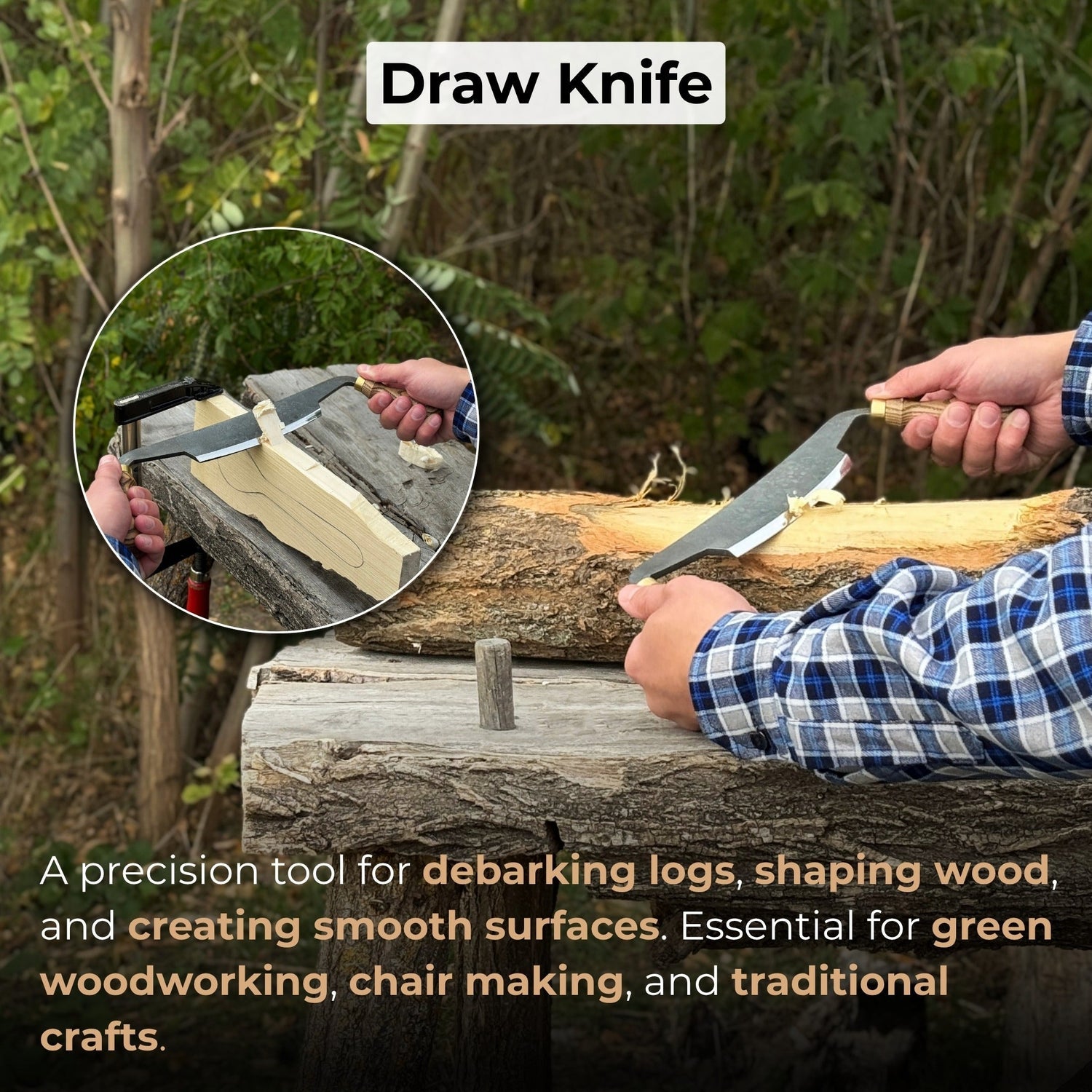 Curved Draw Knife (Push/Pull Shave), 14.5 cm (5.7 inch) Cutting Edge