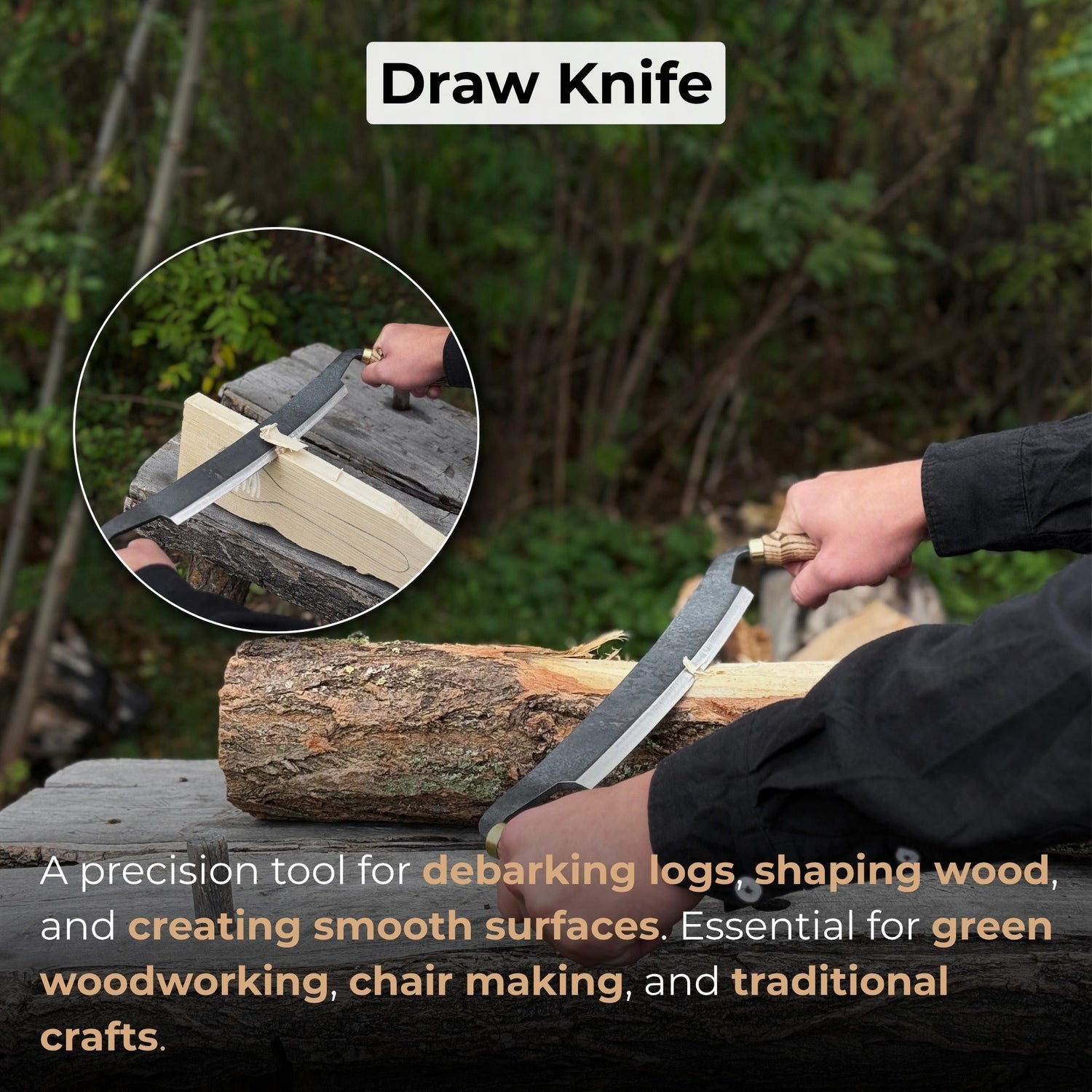 Curved Draw Knife (Push/Pull Shave), 25.5 cm (10 inch) Cutting Edge