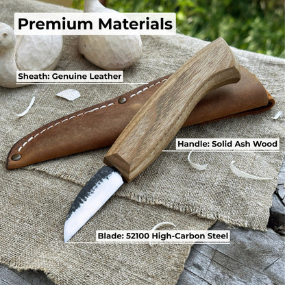 Detail Wood Carving Knife with Leather Sheath, Blade 5 cm (1.97 inches)