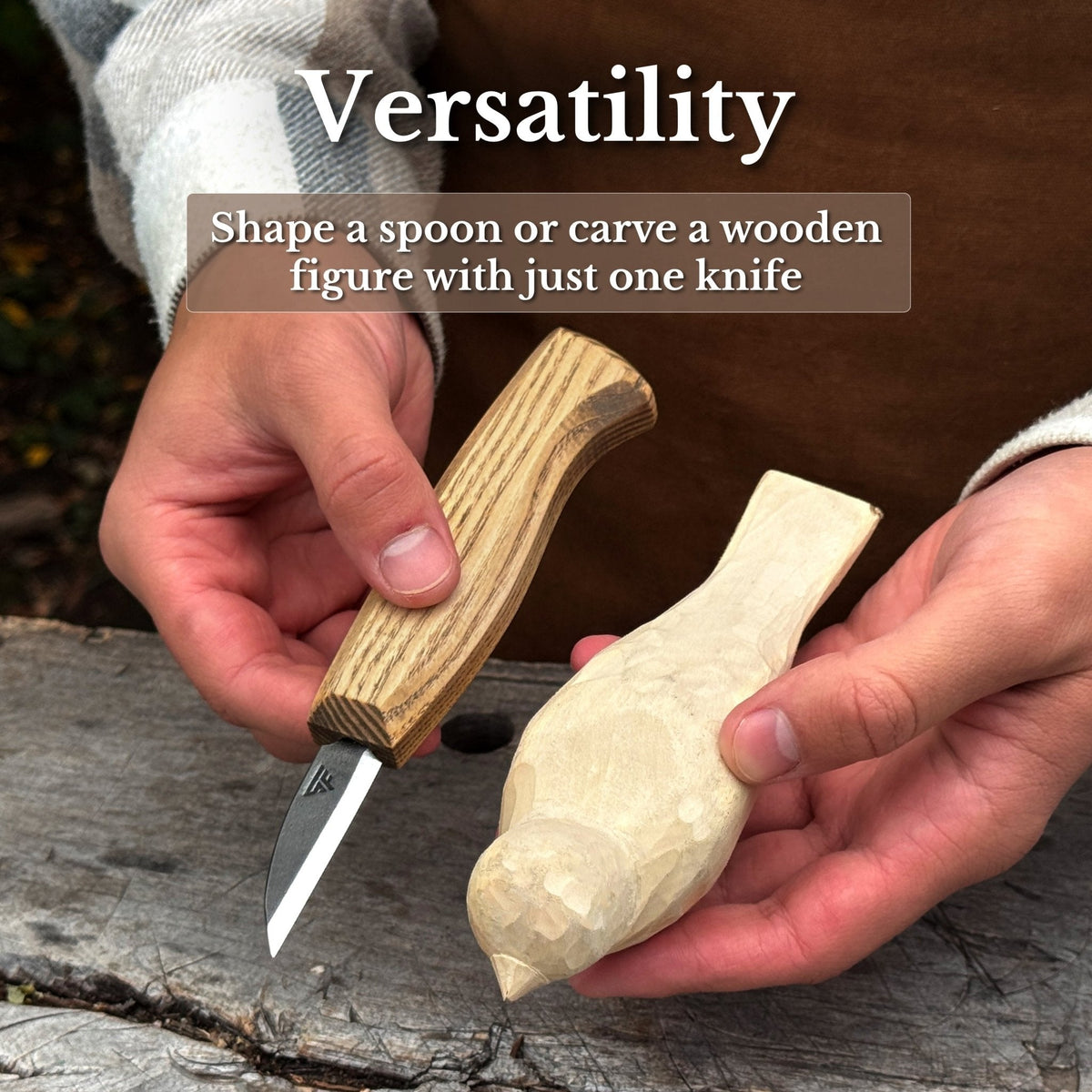 Detail Wood Carving Knife with Leather Sheath, Blade 5 cm (1.97 inches)
