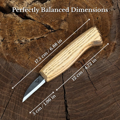 Detail Wood Carving Knife with Leather Sheath, Blade 5 cm (1.97 inches)