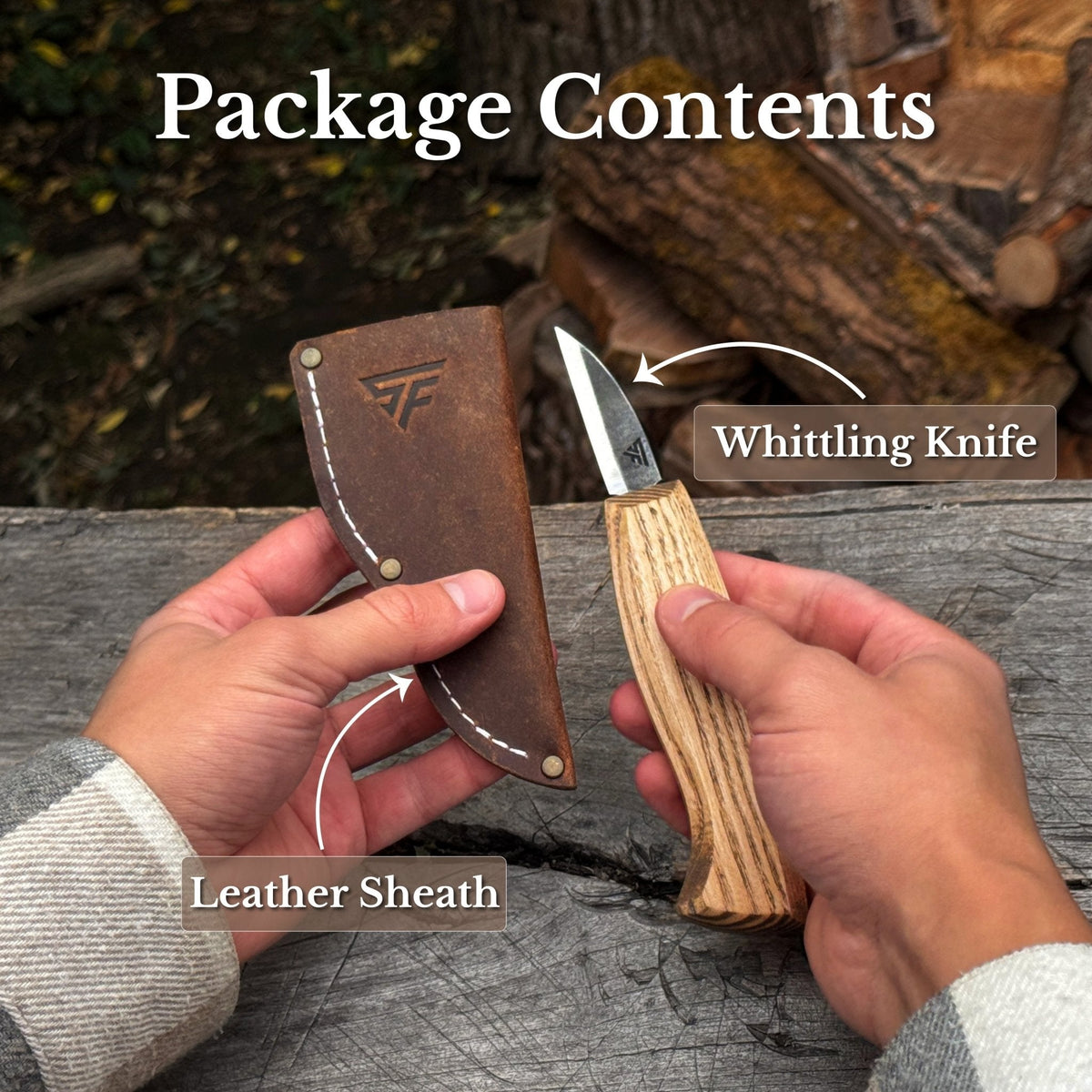 Detail Wood Carving Knife with Leather Sheath, Blade 5 cm (1.97 inches)