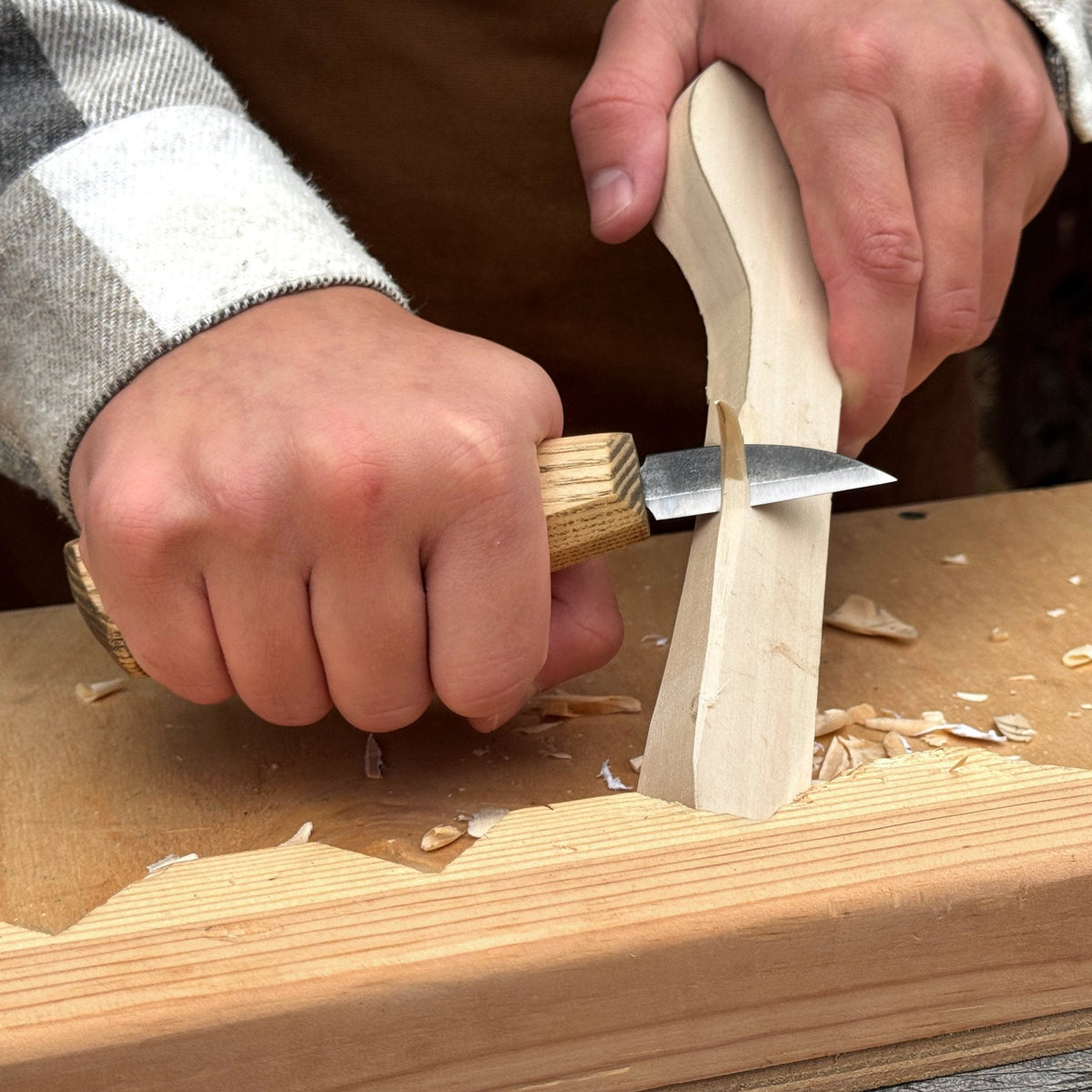 Detail Wood Carving Knife with Leather Sheath, Blade 5 cm (1.97 inches)