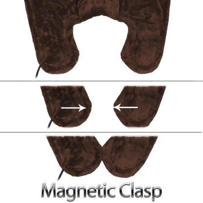 Therapeutic Heated Shoulder Neck Wrap Heating Pad w/ Magnetic Clasp - Brown