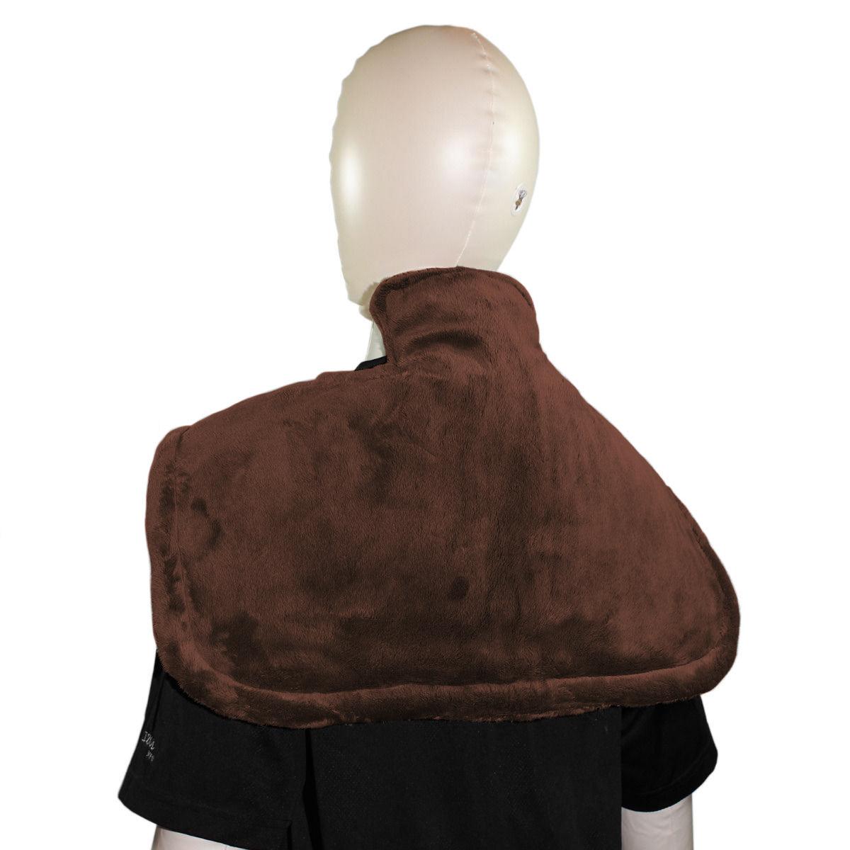 Therapeutic Heated Shoulder Neck Wrap Heating Pad w/ Magnetic Clasp - Brown