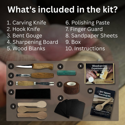 DIY 3-Piece Spoon Carving Kit for Beginners – Linden, Cherry &amp; Oak Wood Blanks