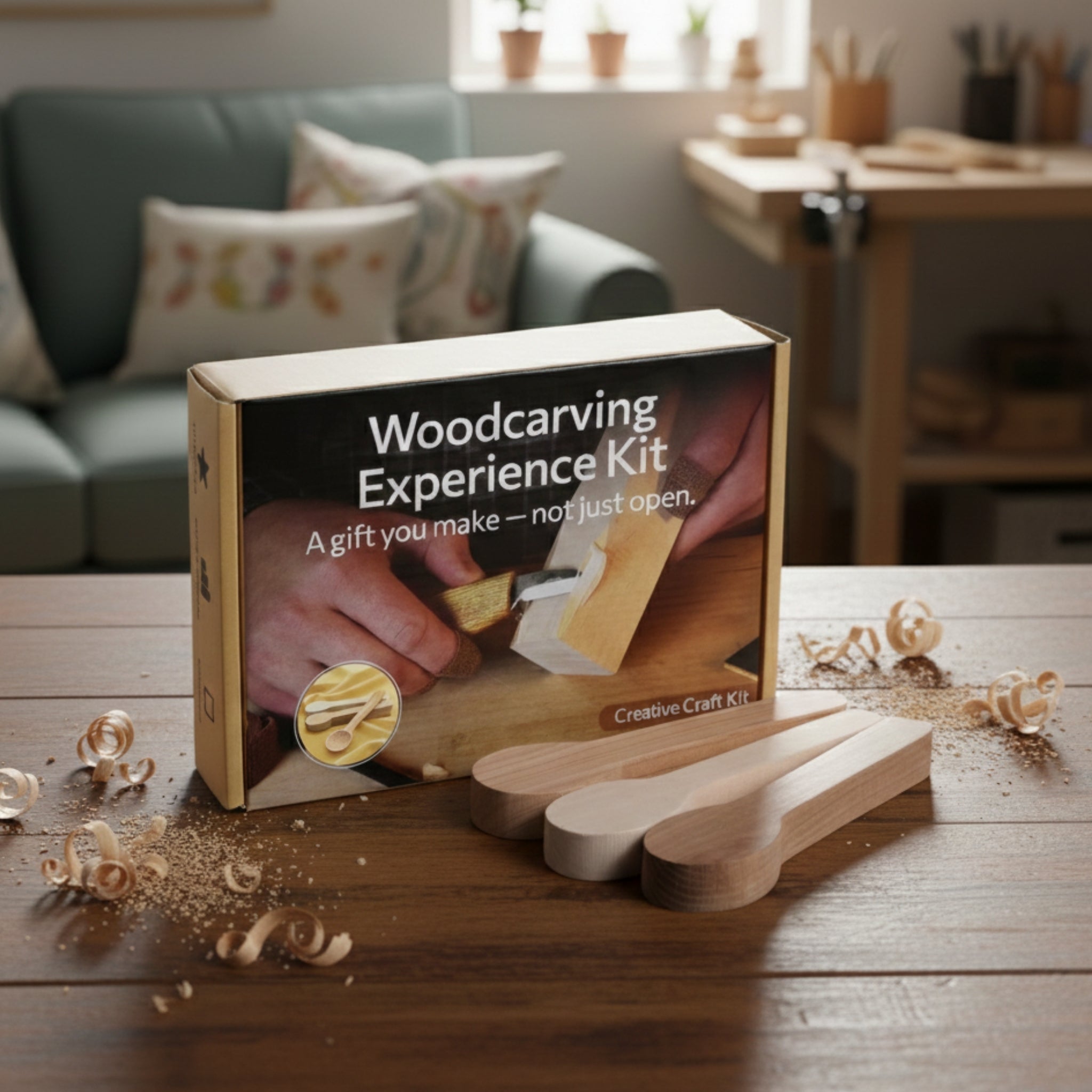 DIY 3-Piece Spoon Carving Kit for Beginners – Linden, Cherry &amp; Oak Wood Blanks