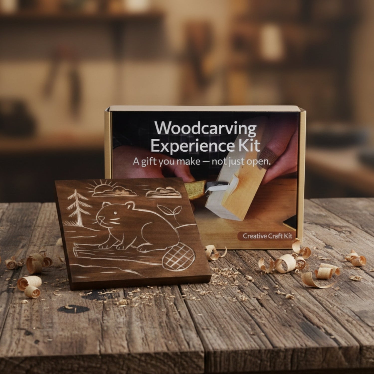 DIY Beaver Carving Kit – Wood Art Set with V-Chisel &amp; Video Guide