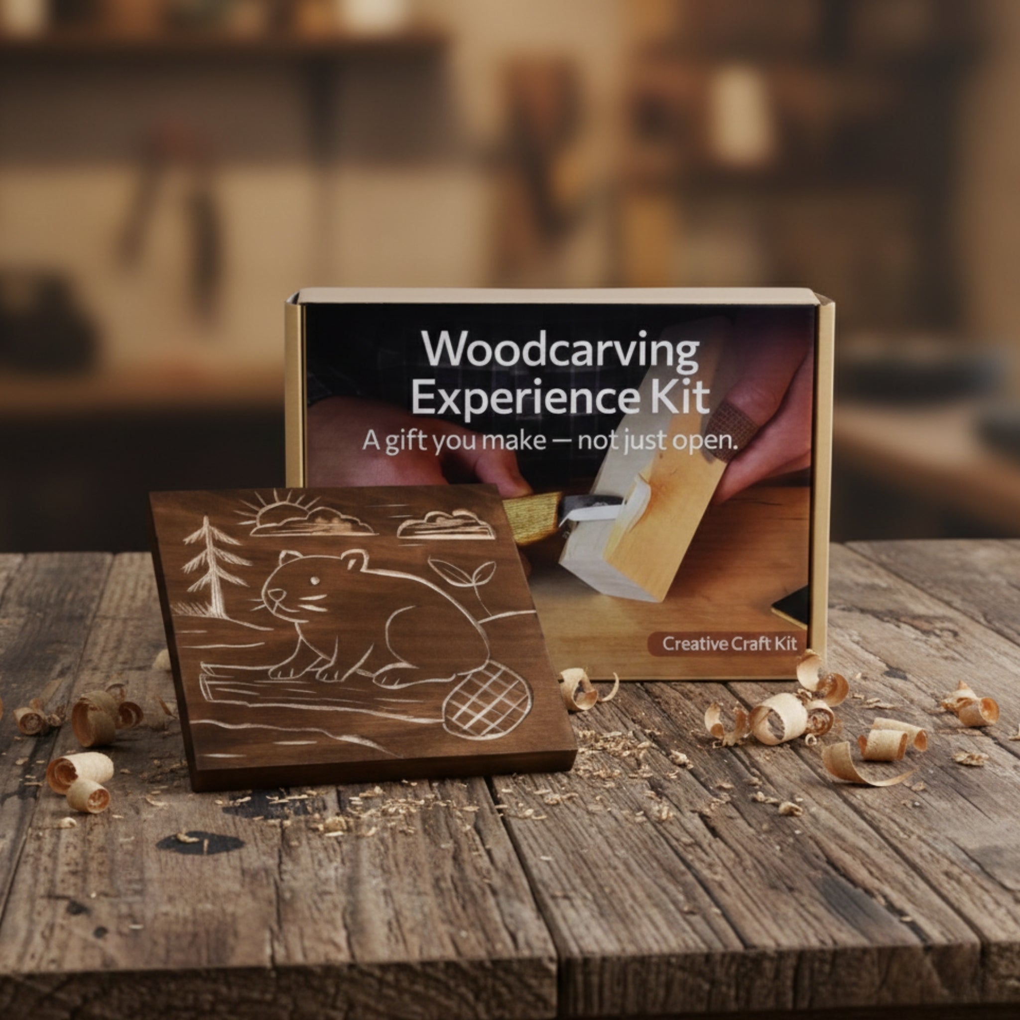 DIY Beaver Carving Kit – Wood Art Set with V-Chisel &amp; Video Guide
