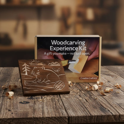 DIY Beaver Carving Kit – Wood Art Set with V-Chisel &amp; Video Guide