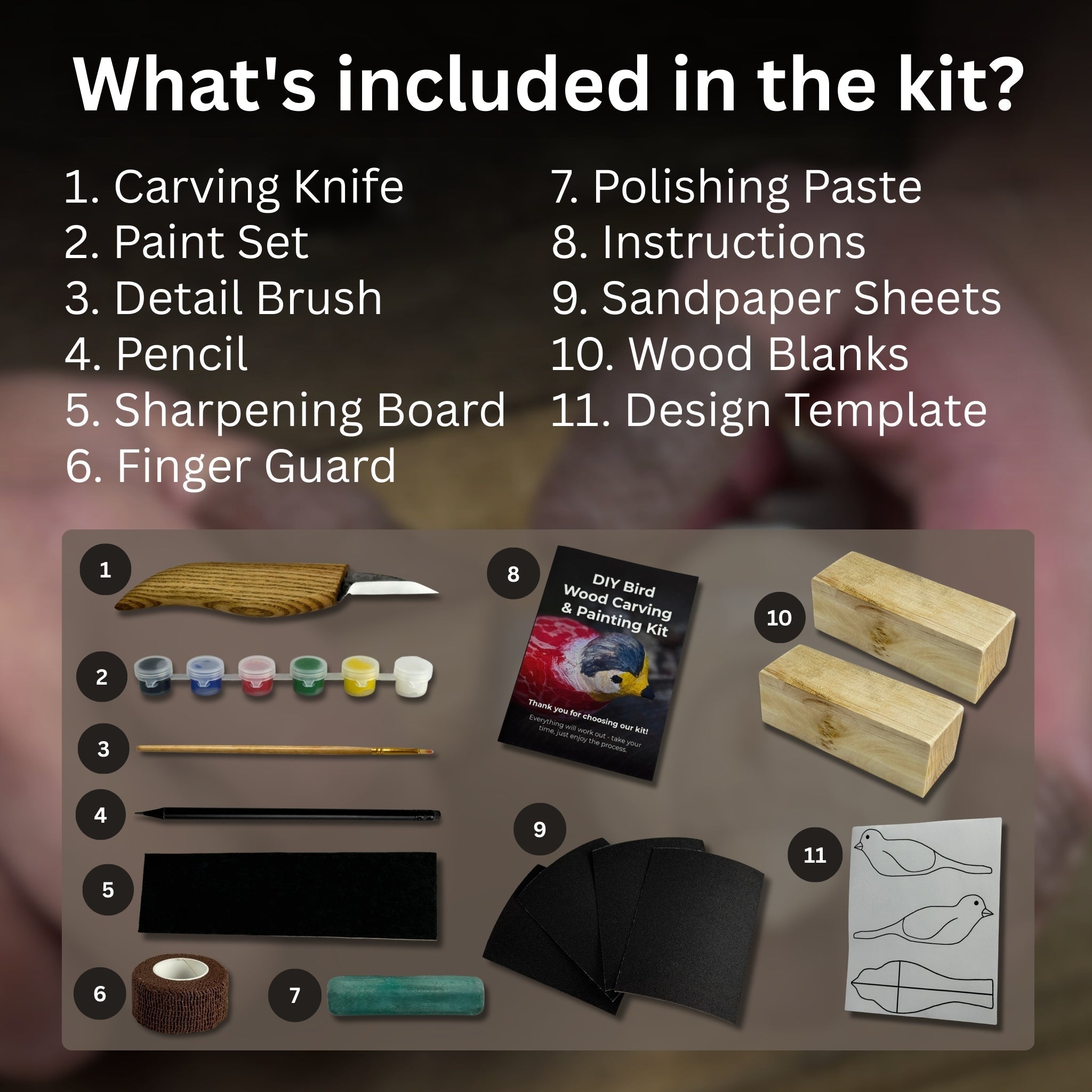 DIY Bird Wood Carving &amp; Painting Kit