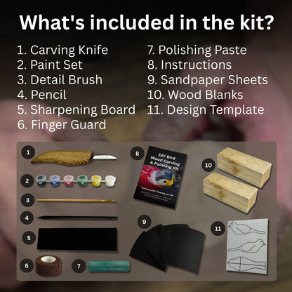 DIY Bird Wood Carving &amp; Painting Kit