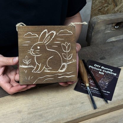 DIY Bunny Carving Kit – Wood Art Set with V-Chisel &amp; Video Guide