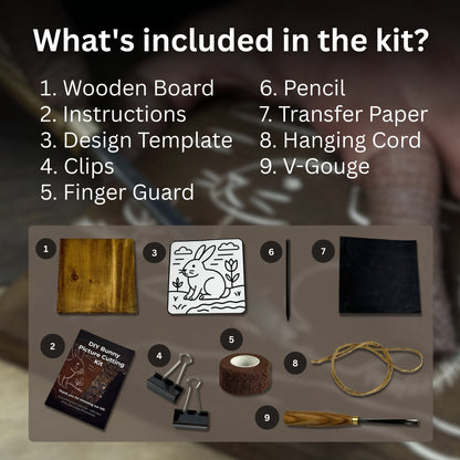DIY Bunny Carving Kit – Wood Art Set with V-Chisel &amp; Video Guide
