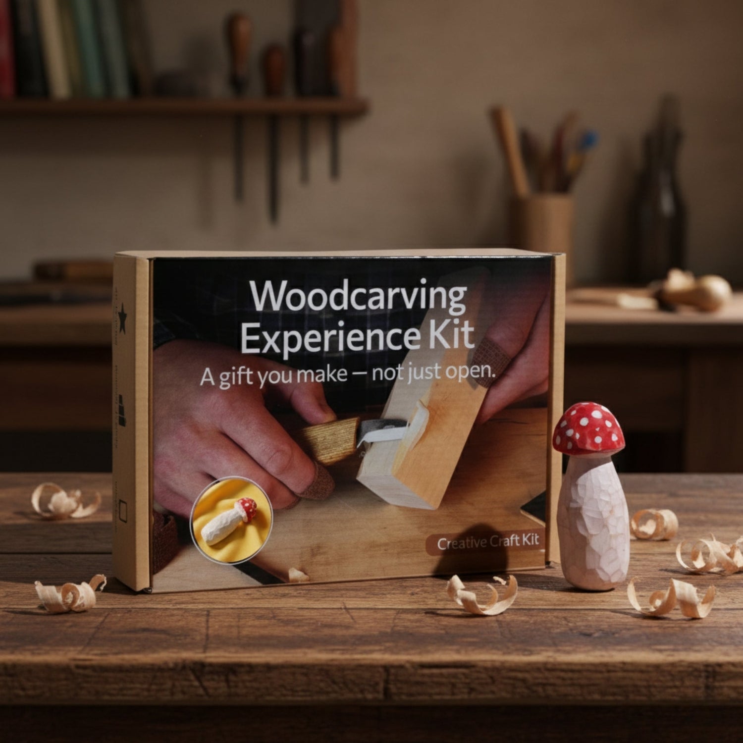 DIY Mushroom Wood Carving &amp; Painting Kit