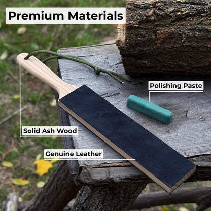 Double-Sided Leather Sharpening Strop with Polishing Paste