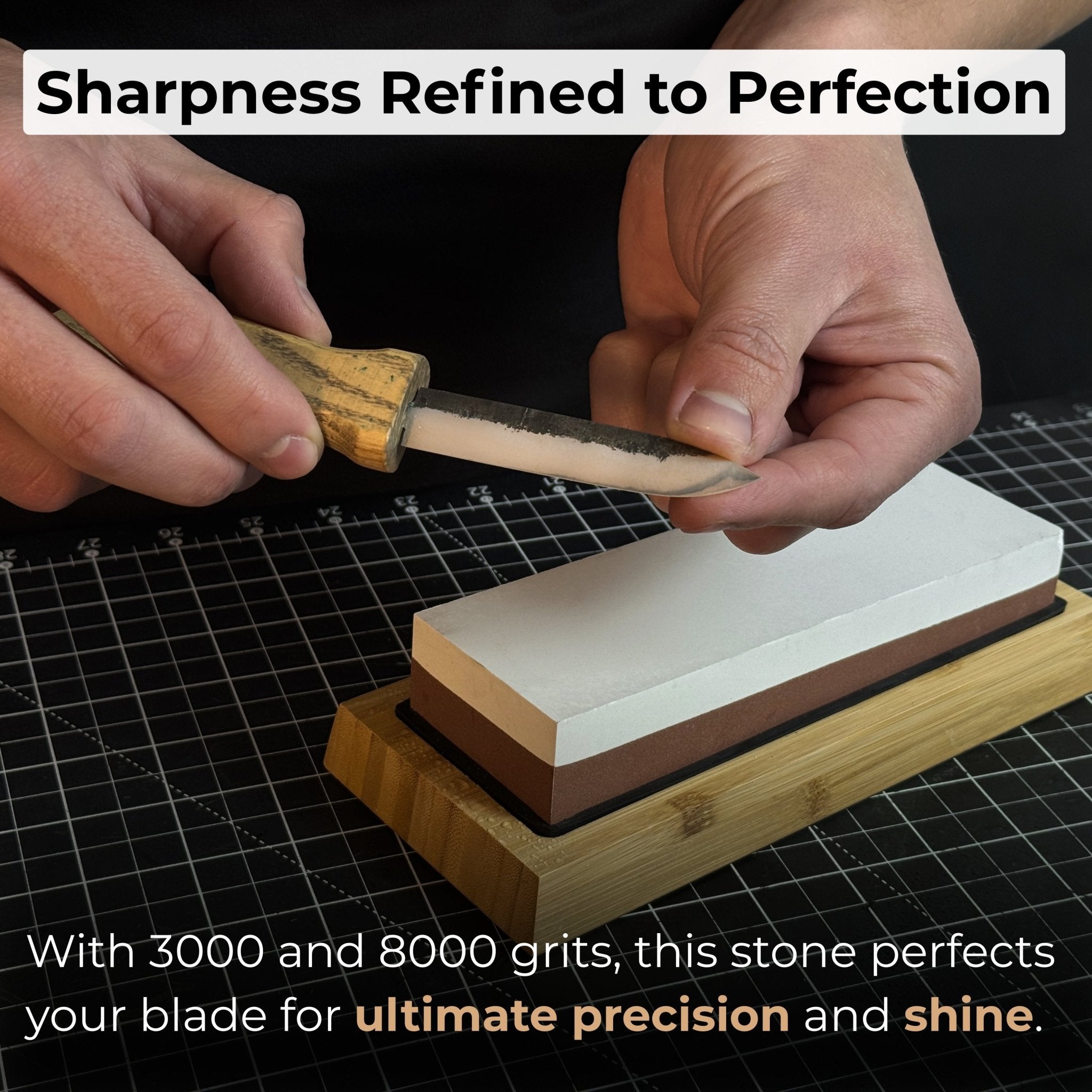 Double-Sided Sharpening Stone with Optional Wooden Stand – Grit 