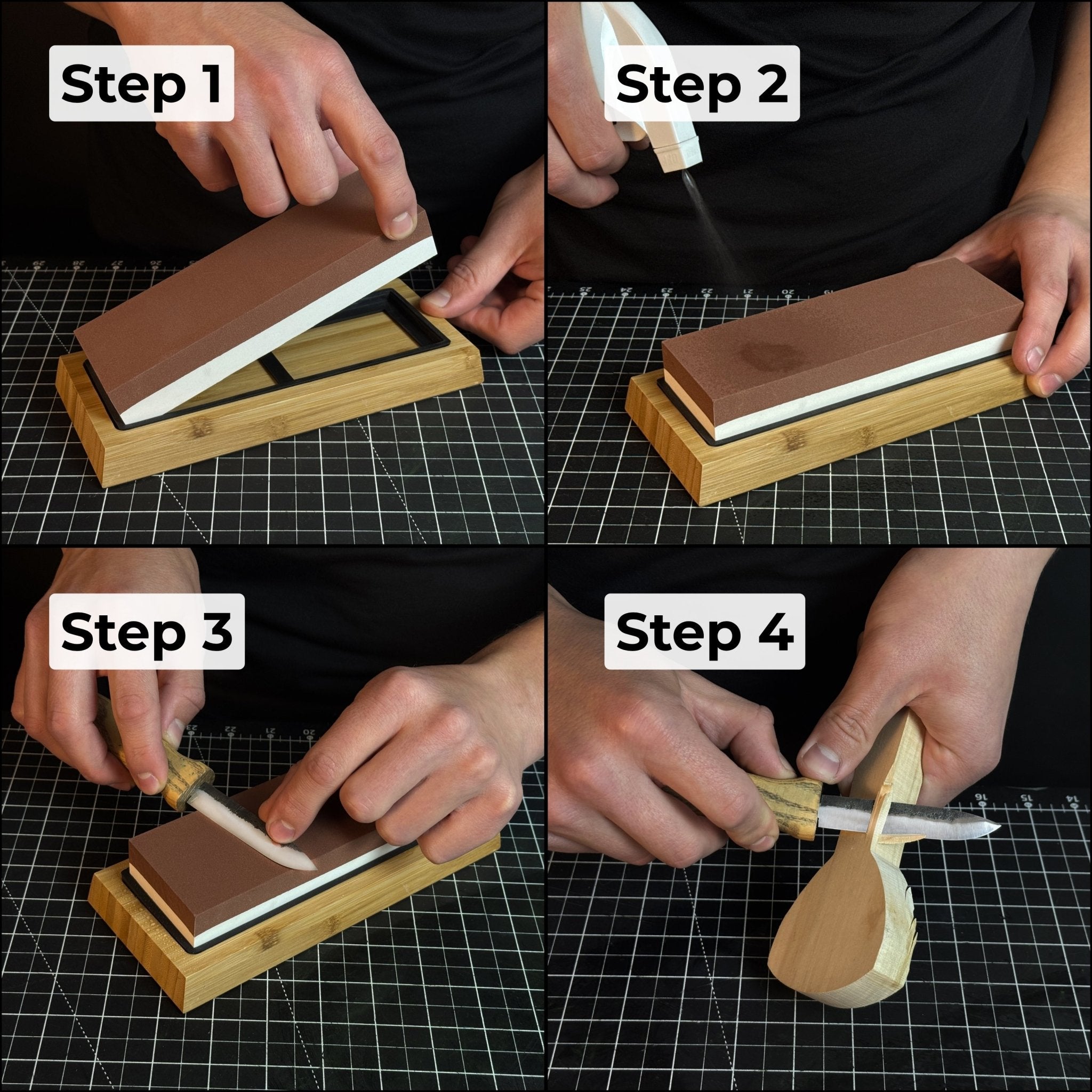 Double-Sided Sharpening Stone with Optional Wooden Stand – Grit 