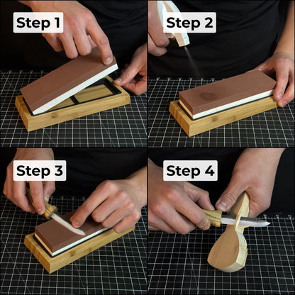 Double-Sided Sharpening Stone with Optional Wooden Stand – Grit 