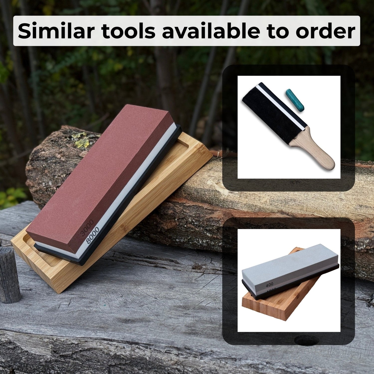 Double-Sided Sharpening Stone with Optional Wooden Stand – Grit 