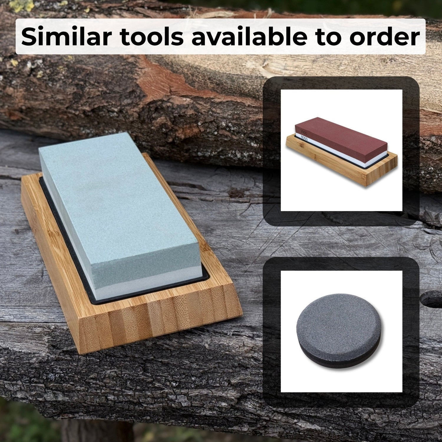 Double-Sided Sharpening Stone with Optional Wooden Stand – Grit 