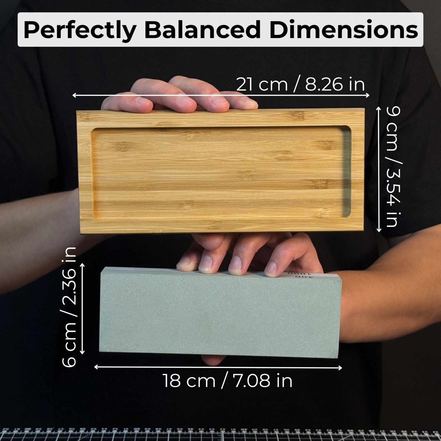 Double-Sided Sharpening Stone with Optional Wooden Stand – Grit 
