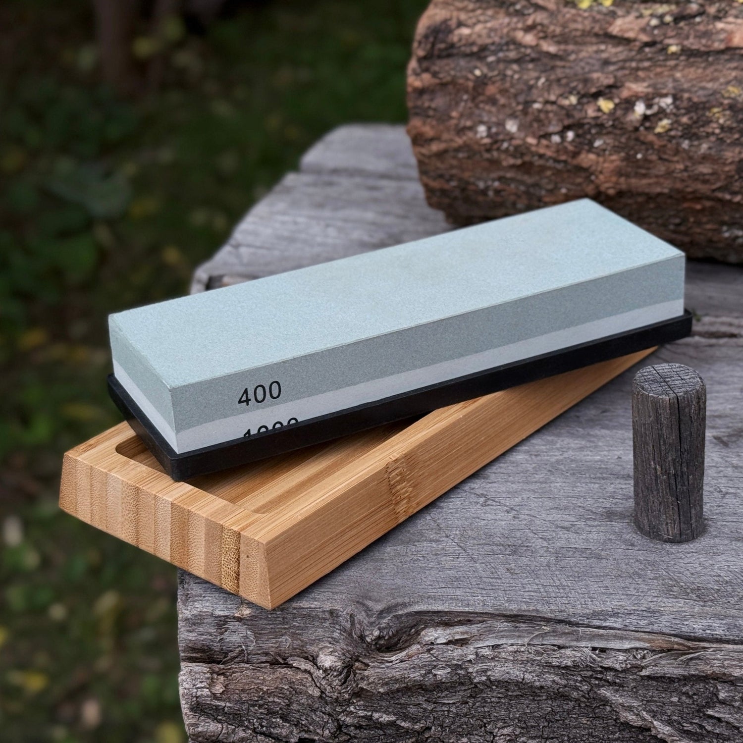 Double-Sided Sharpening Stone with Optional Wooden Stand – Grit 