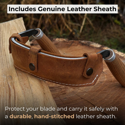 Half-Rounded Drawknife (Inshave) with Leather Sheath, 15 cm (5.9 inches)
