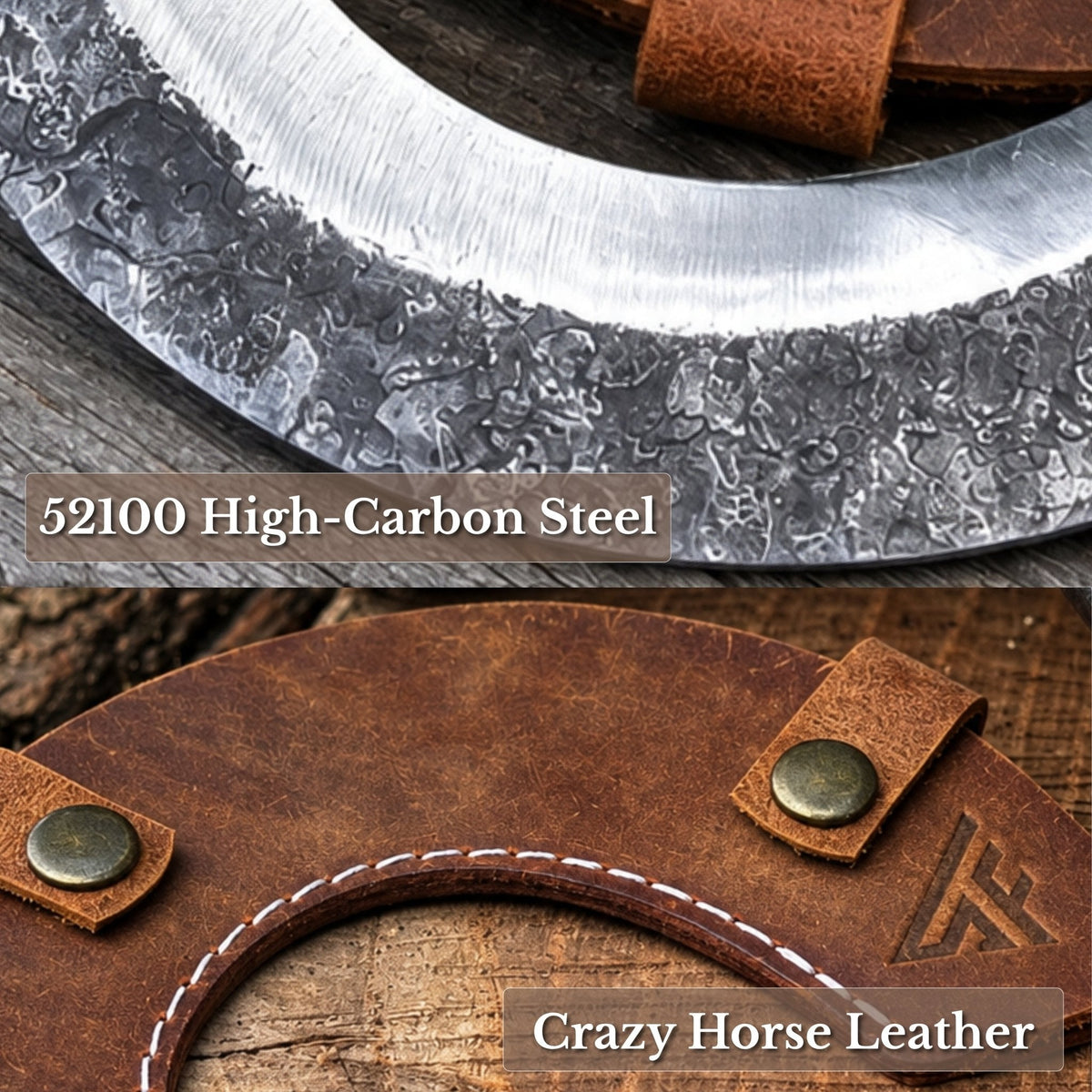 Hand-Forged 2-Piece Garden Sickle Set with Leather Sheaths