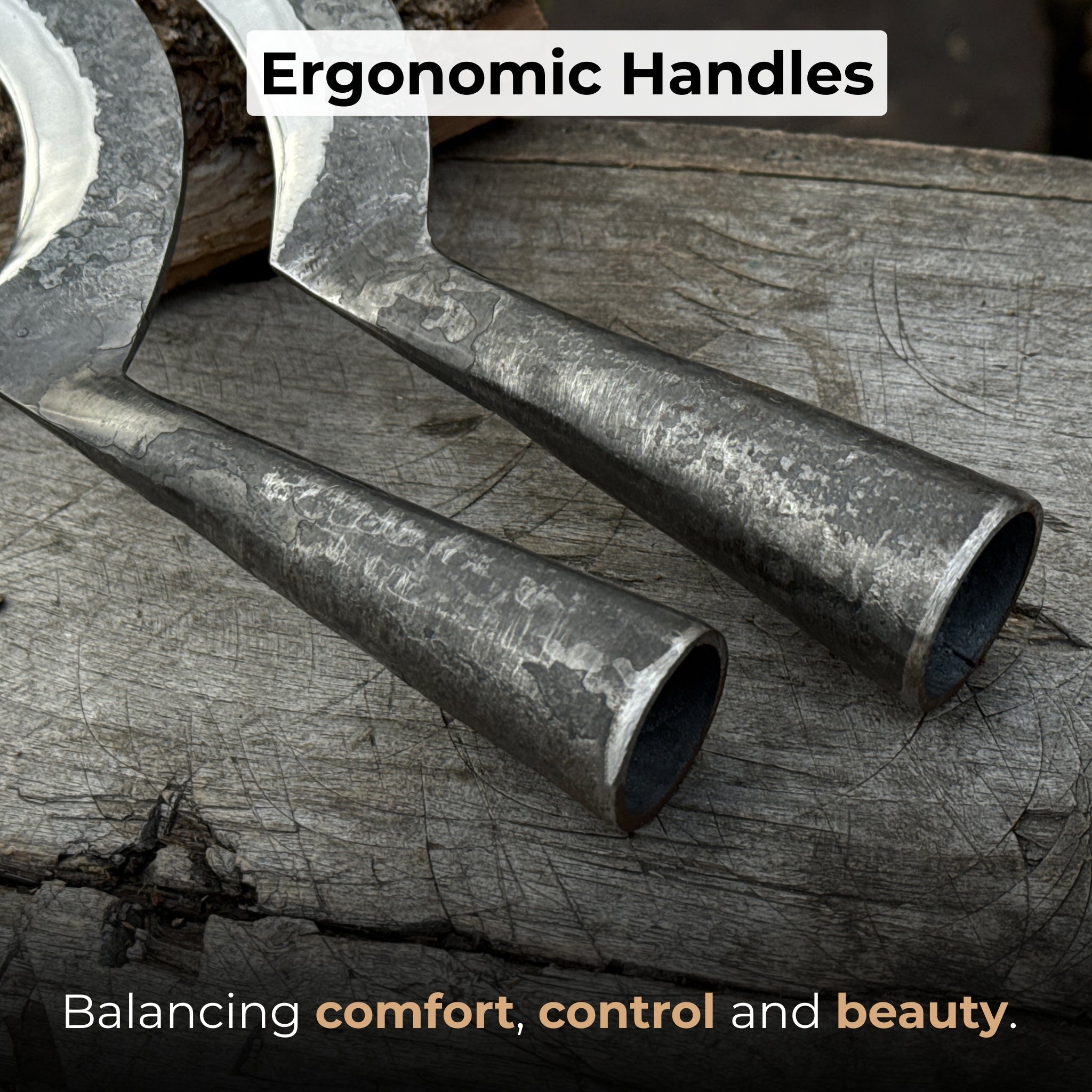 Hand-Forged 2-Piece Garden Sickle Set with Leather Sheaths