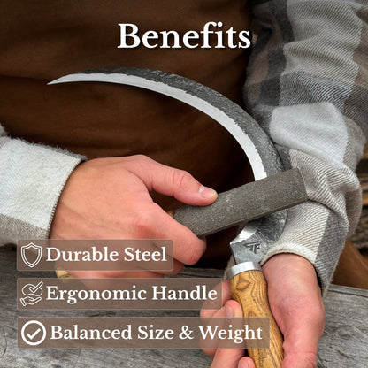 Hand-Forged 2-Piece Sickle Set with Leather Sheaths