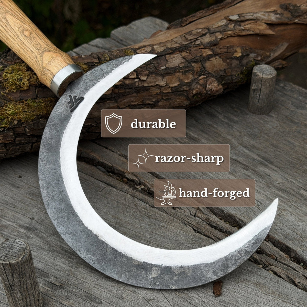 Hand-Forged Athame Ritual Witch Sickle, ⌀16.5 cm (6.5 inches)