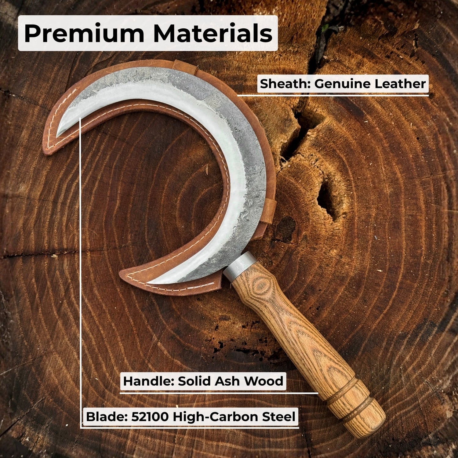 Hand-Forged Athame Ritual Witch Sickle, ⌀16.5 cm (6.5 inches)