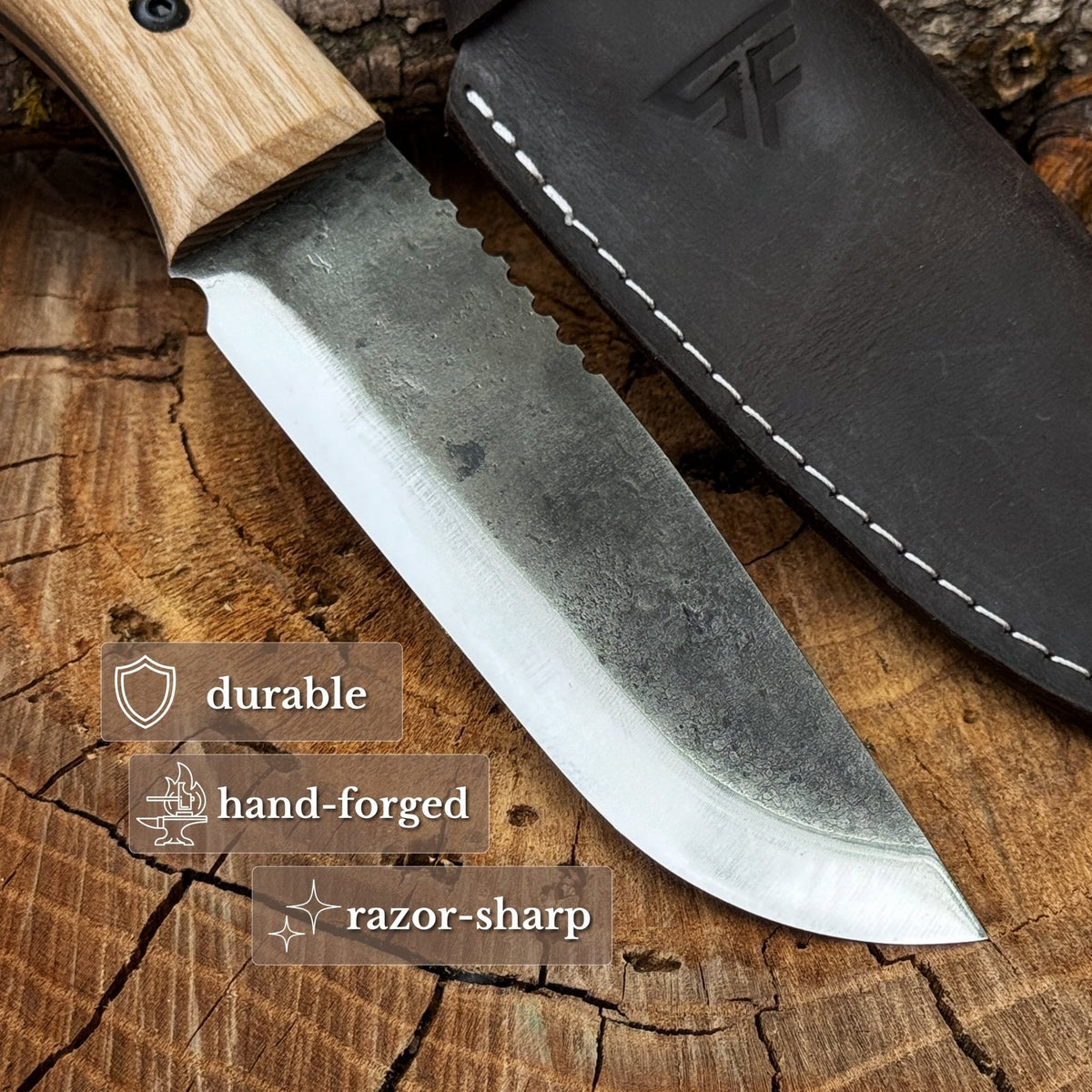 Hand-Forged Camping Knife, 12.5 cm (4.9 inches)