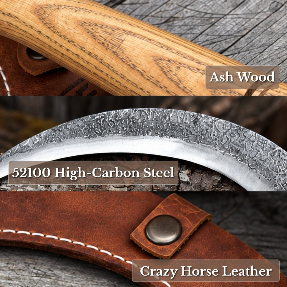 Hand-Forged Large Sickle, ⌀19 cm (7.5 inches)