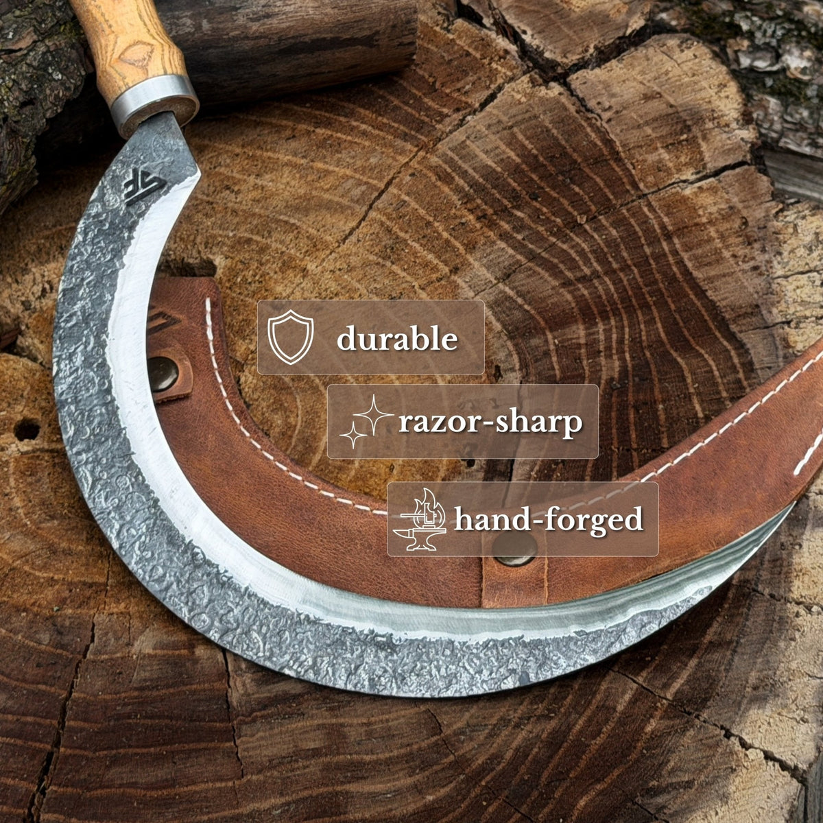 Hand-Forged Large Sickle, ⌀19 cm (7.5 inches)
