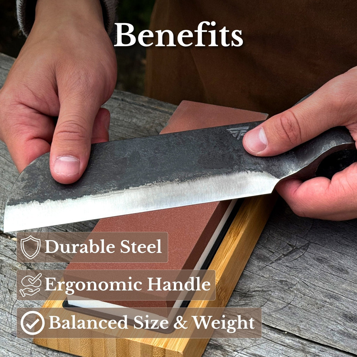 Hand-Forged Small Splitting Froe – Leather Sheath with Handle Holder