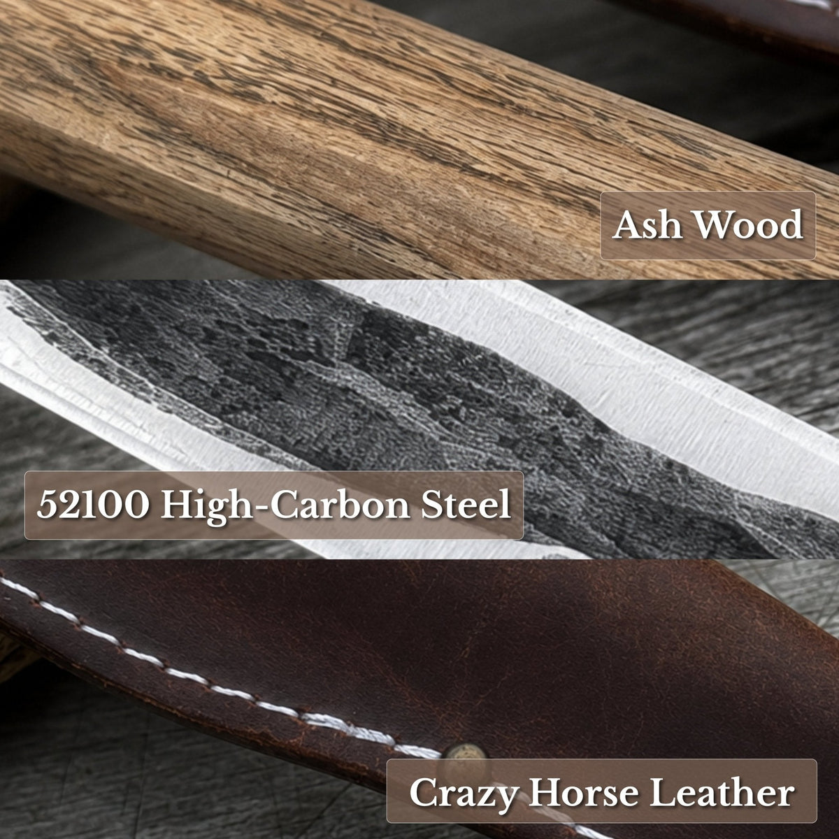 Hand-Forged Yakut Knife with Leather Sheath, 9.5 cm (3.74 inches)