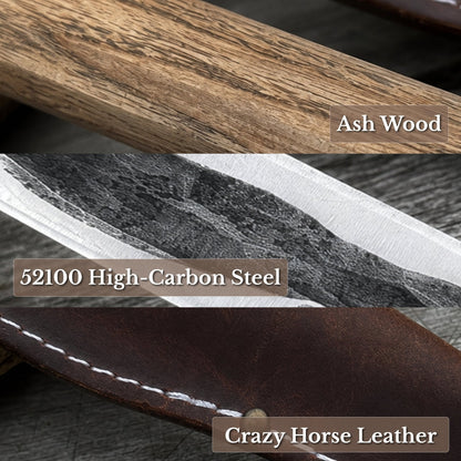 Hand-Forged Yakut Knife with Leather Sheath, 9.5 cm (3.74 inches)