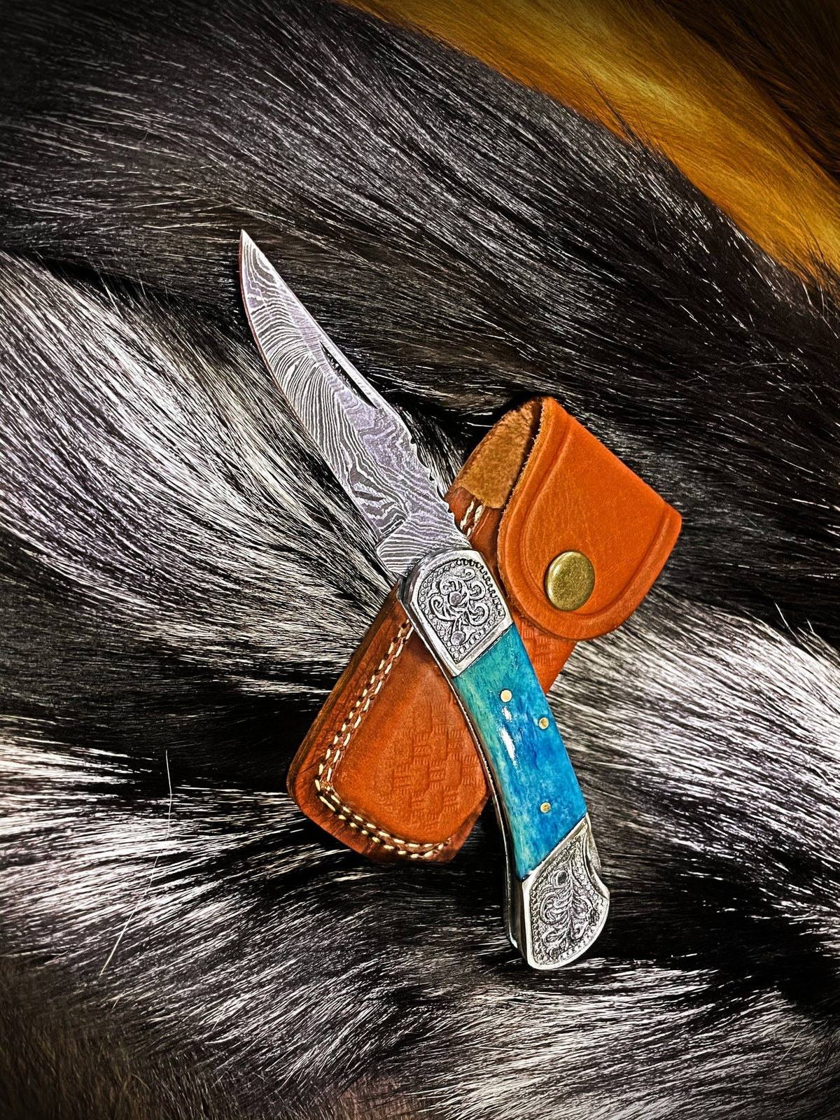 Pocket Knife Dyed Blue Bone 6.5&