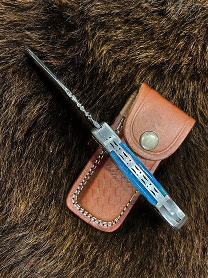 Pocket Knife Dyed Blue Bone 6.5&