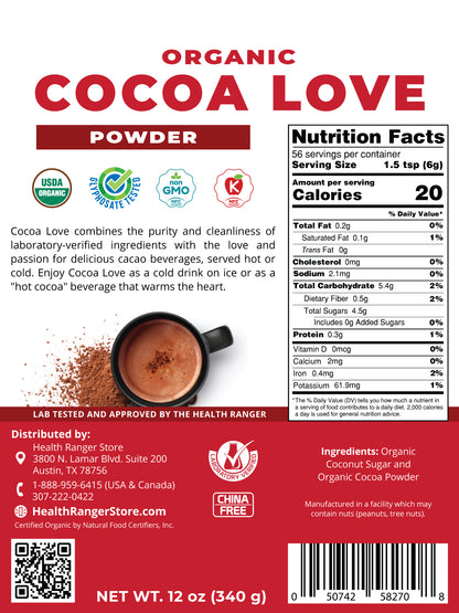 Health Ranger Select Organic Cocoa Love 12oz (6-Pack)