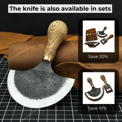 Leather Round (Half Moon) Knife, 10.5 cm (4.1 inches)