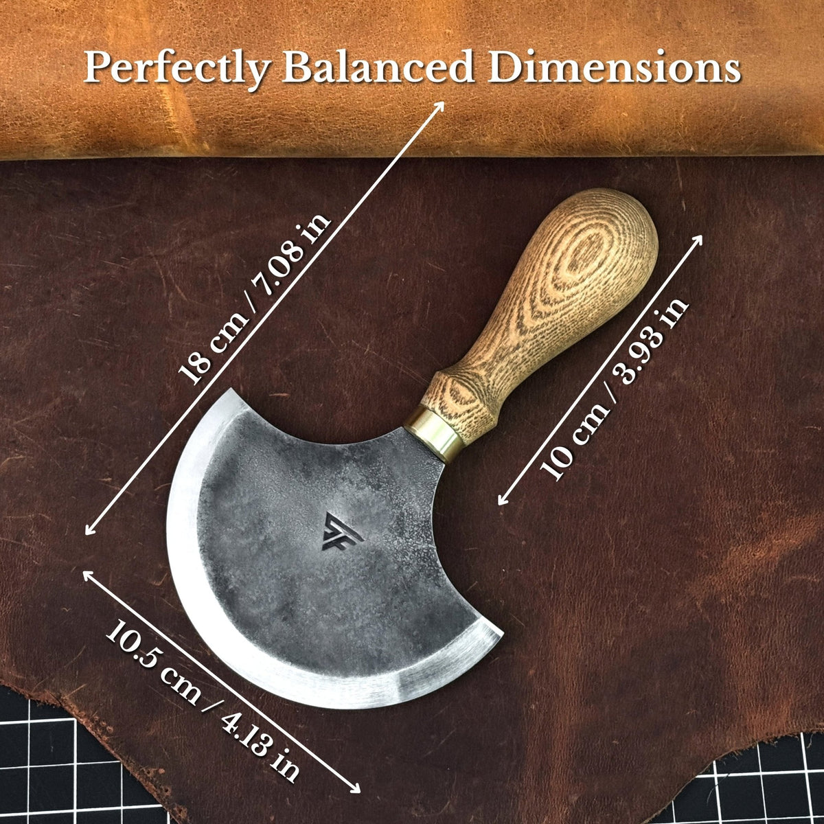 Leather Round (Half Moon) Knife, 10.5 cm (4.1 inches)