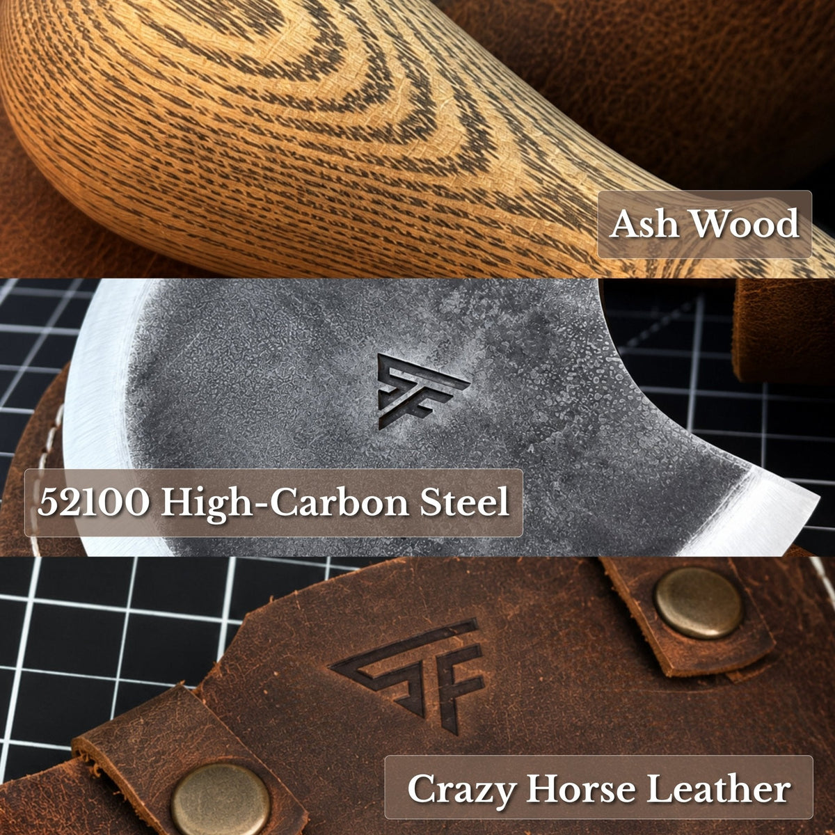 Leather Round (Half Moon) Knife, 10.5 cm (4.1 inches)