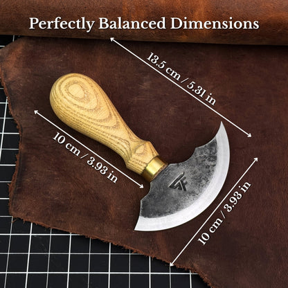 Leather Round Knife, 10 cm (3.9 inches)